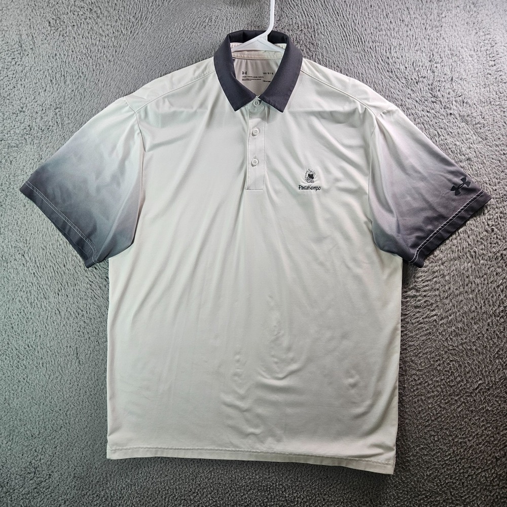 Under Armour Polo Shirt Men Large Short Sleeve White Black Ombre - Pls Read‎